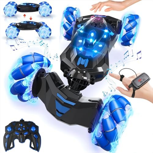 YEMIAI Custom Drift RC Car 4WD Gesture Sensing Stunt Vehicle with 360 Flips Lights Music for Kids Ages 6 12