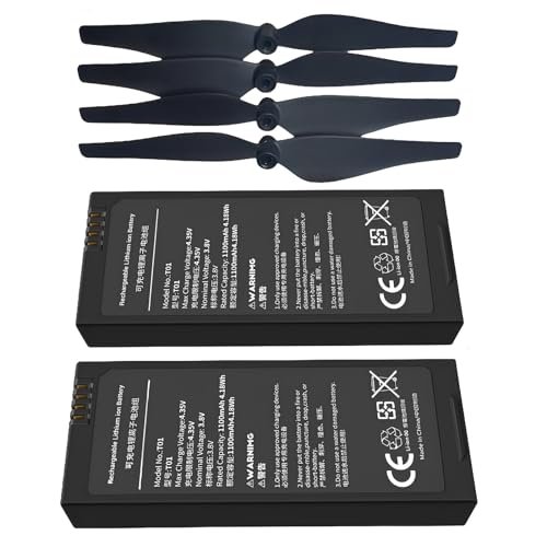 XDJXWJN 2PCS 1100mAh Tello Battery and 4 PCS Propeller for DJI Tello RC Quadcopter Perfect for RC Hendrick Plan Room