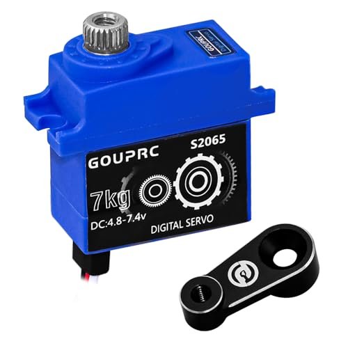 GOUPRC 7KG RC Digital Micro Servo Metal Gear Servo Gas RC Car Parts Upgrade for TRX4 TRX6 SCX10 III 1/10 RC Crawler Car Black 1 PC