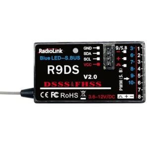 Xiangtat Radiolink R9DS 10Ch 2.4GHz Receiver SBUS PWM Long Range Control for Bush River RC Airplane Car Multirotors Compatible with AT9 AT9S AT9S Pro AT10II AT10
