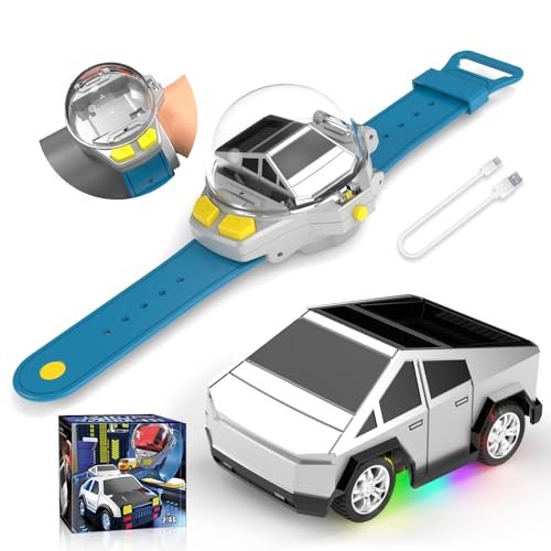 YUZ Mini Remote Control Car Watch Toy with LED Lights 2.4G RC Cars Portland USB Charging Hand Controlled for Kids Boys Girls Birthday Christmas Holiday Party Gifts Grey