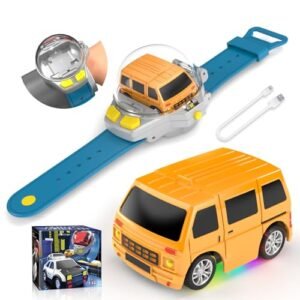 YUZ Mini Remote Control Car Watch Toy with LED Lights 2.4G Aussie RC Cars USB Charging Hand Controlled for Kids Boys Girls Birthday Christmas Holiday Party Gifts Orange