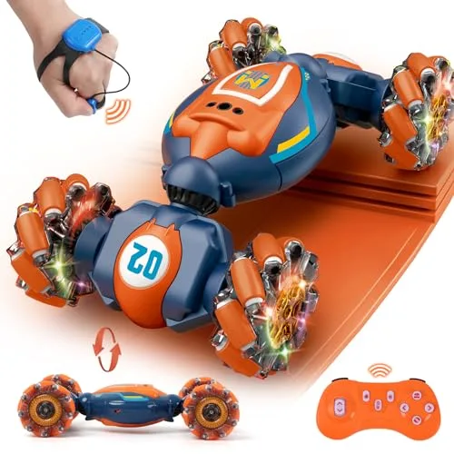 QXHOL 4WD Hand Controlled RC Car Gesture Sensing Stunt Vehicle with Lights Music for Kids Ages 6 7 8 9 10 11 12