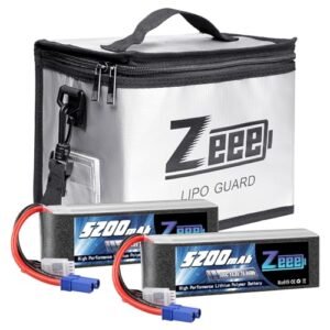 Zeee 14.8V 100C 5200mAh 4S RC Lipo Battery with EC5 Plug 2 Pack Batteries and Fireproof Safe Bag