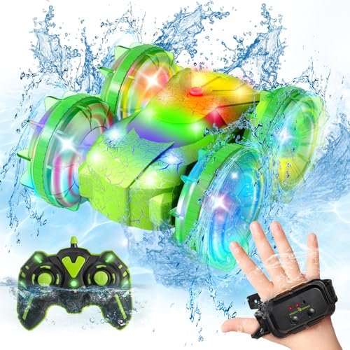 Traxxas 49cc RC Monster Truck 4WD Amphibious Remote Control Vehicle with Lights for Kids Ages 6 12 Waterproof Hand Controlled Boat Toy for Boys Girls