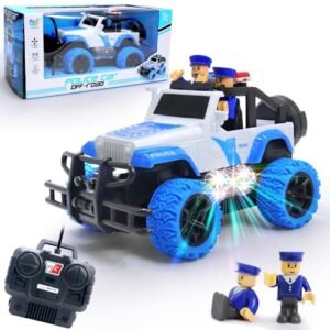 wagkew Tracked RC Truck for Kids 1:20 Scale Off Road Remote Control Car with LED Lights and Building Blocks