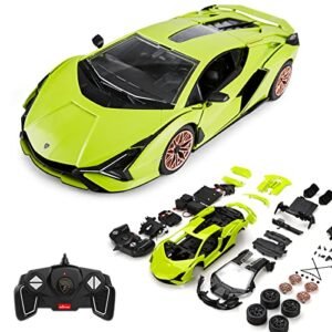 RASTAR 97400 1/18 Lamborghini RC Car Building Kits - Officially Licensed Lamborghini Sian Remote Control Model Car for Play and Display - Ideal Gift for Kids, Green