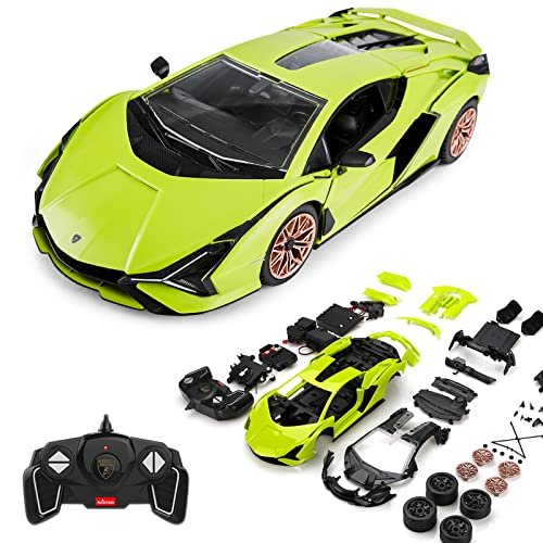 RASTAR 97400 1/18 Lamborghini RC Car Building Kits Featuring RC Willey Commercial Actors Officially Licensed Lamborghini Sian Remote Control Model Car Ideal Gift for Kids Green