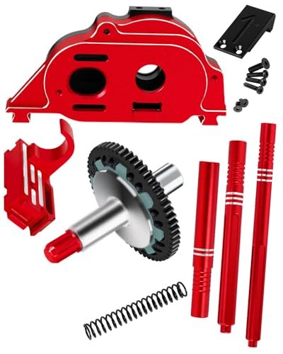 RCMYou 1/10 General Lee RC Body Upgrade Kit with 57T 0.8Mod Slipper Center Slider Driveshaft Motor Mount Gear Cover for Granite Senton Vorteks 3S BLX Mega 550 Infraction Typhon 3S BLX Mega 550 Red