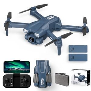 karuisrc Drone with Dual Camera, Drones for Adults and Beginners, 1080P HD 135° Adjustable Lens, WiFi FPV Foldable RC Quadcopter, 3D Flips, APP Control, One Key Take off/Landing, 2 Batteries 20 Mins