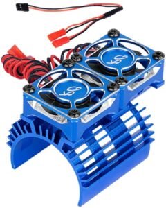 RCMYou 30mm 27000rpm Cooling Fan with Metal Heatsink for 1/8 Scale RC Car Parts Compatible with 40mm 42mm Brushless Motors Navy Blue
