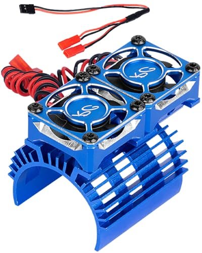 RCMYou 30mm 27000rpm Cooling Fan with Metal Heatsink for 1/8 Scale RC Car Parts Compatible with 40mm 42mm Brushless Motors Navy Blue