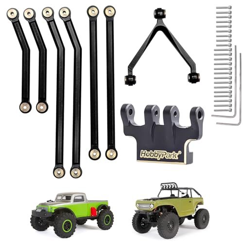 HobbyPark Extreme Thunder RC Car Parts Aluminum High Clearance Links Y Link Set Brass Link Mounts for Axial SCX24 Deadbolt B17 1/24 Crawler Car Upgrade