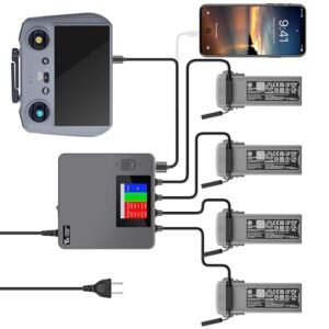 LYONGTECH 1 3 Scale RC Jet Display Battery Charger for DJI Air 3 and 3S Full Storage Charge LCD 6 in 1 Multi Hub Rapid Charging Four Batteries Drone Accessories