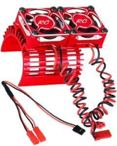 RcarmubWow 1/8 Scale RC Dragster Motor Heatsink with Dual Cooling Fans for 4068 4274 Brushless Motors Red