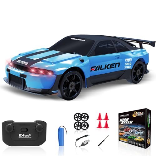 YUAN PLAN 1/24 2.4GHz 4WD Remote Control Drift Car with Cheap RC Drift Tires for Boys Girls Birthday Xmas Toys