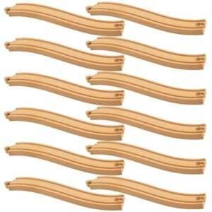 Mototo 12 Pieces Ascending Snow Tracks for RC Trucks Wood Train Tracks Expansion Compatible with Most Train Tracks 12 PCS