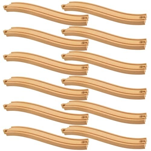 Mototo 12 Pieces Ascending Snow Tracks for RC Trucks Wood Train Tracks Expansion Compatible with Most Train Tracks 12 PCS
