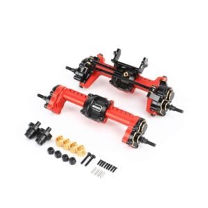 RCAWD Full Metal Front Rear Differential Locker Portal Axles Assemblies for FMS 1/18 FCX18 1/24 FCX24 Portal Axle Upgrade Parts Red
