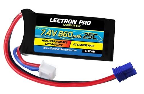 Lectron Pro 7.4V 860MAH 25C LIPO Mini T Battery 2S860 25 EC2