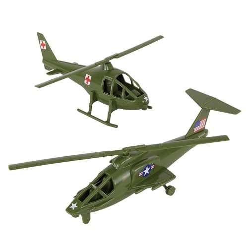 TimMee US Air Force RC 135 Aircraft Inspired OD Green Plastic Army Men Helicopters 2pc Set