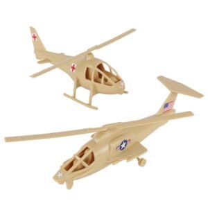 TimMee Air Support Helicopters 2pc Tan Plastic Army Men Choppers US Made Perfect Companion for RC Army Boats