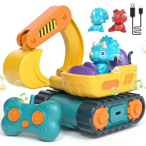 Lehoo RC 01 Rechargeable Remote Control Excavator Toy for Toddlers Ages 1 2 3 4 5 Years Old