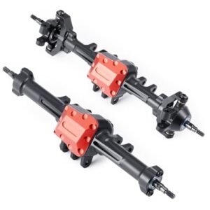 AXSPEED 1/18 RC Komatsu Bulldozer Front and Rear Axles Extended Aluminum Complete Axles Set for TRX4M TRX4 M Crawler Car Upgrade
