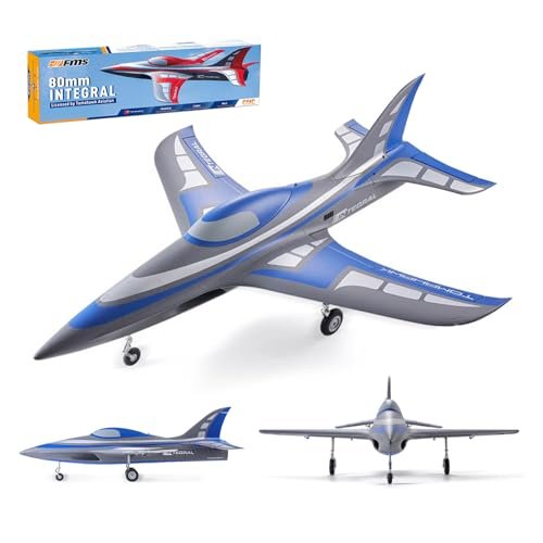 Fms Rc Plane Jets Integral 80MM EDF Sport Jet Blue Rc Airplanes for Adults for Trainers EDF 6 Channel Remote Control Planes PNP(NO Transmitter Batteries and Charger)