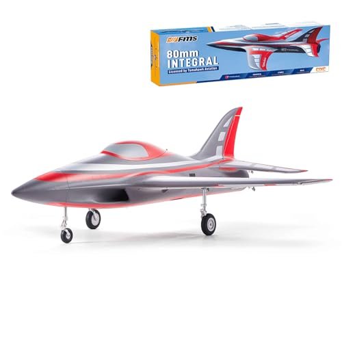 Fms Rc Jets Integral 80MM EDF Sport Jet RED Rc Airplanes for Adults for Trainers EDF 6 Channel Remote Control Planes PNP(NO Transmitter Batteries and Charger)