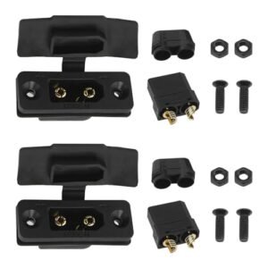 eMagTech 2 Pairs XT90E XT90E-M High Current Mounting Plug with Rubber Cap XT90 2 Pin Reverse Polarity Proof Compatible with RC Aircraft Drone