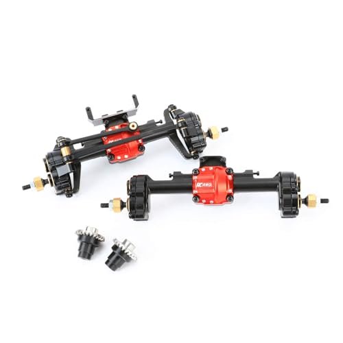 Axial SCX24 Front Rear Portal Axle Diff Conversion Kit Aluminum Housing Brass Cover Steering Hub Upgrade Parts for Deadbolt C10 Gladiator Bronco