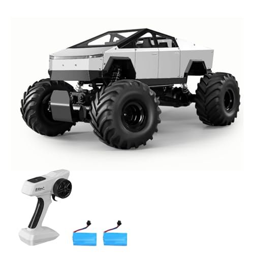 GoolRC 1/8 Scale Large Remote Control Car with Metal Shell 2.4GHz 4WD RC Truck Headlights All Terrain Off Road Monster Truck 2 Batteries Ideal for Large Scale RC Warships Enthusiasts
