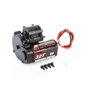 RCAWD 1/5 Scale RC 2 Speed Transmission 180 Motor Speed 32T Metal Gearbox Combo for FMS Fcx24 Power Wagon Smasher Upgrade Parts Black