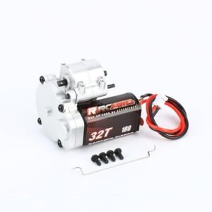 RCAWD Nitro RC 3 Speed Transmission 180 Motor 2 Level Variable 32T Metal Gearbox Combo for FMS Fcx24 Power Wagon Smasher Upgrade Parts Silver