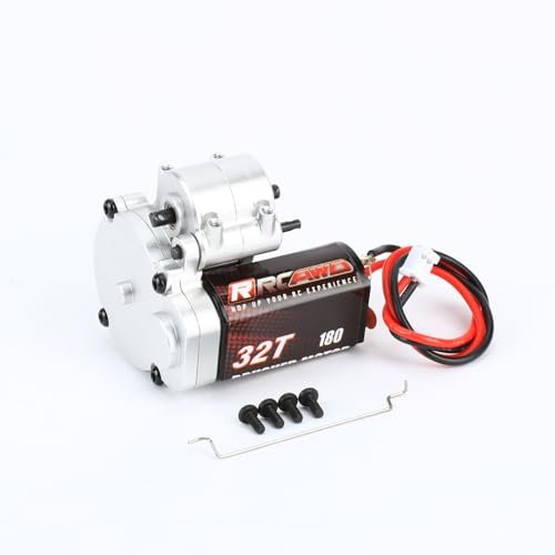 RCAWD Nitro RC 3 Speed Transmission 180 Motor 2 Level Variable 32T Metal Gearbox Combo for FMS Fcx24 Power Wagon Smasher Upgrade Parts Silver