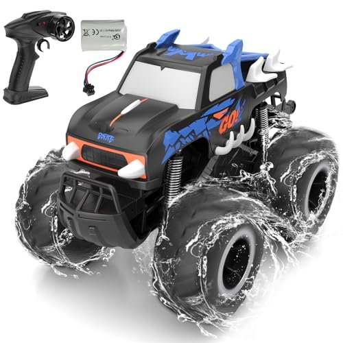 Sognotoy Fastest Electric RC Monster Truck 1/16 Scale 4WD Waterproof Remote Control Toy Car for Kids Ages 6 12 Blue