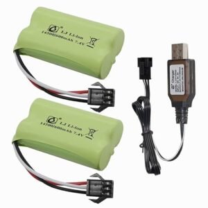 Cecicebb 7.4V 600mAh Rechargeable Li ion Battery SM 3P for New Bright RC Trucks Ram 1500 and Amphibious RC Vehicles