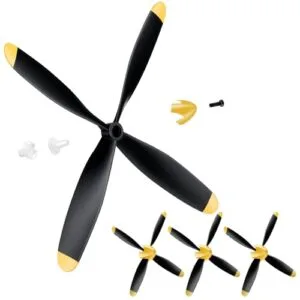 Hollowfly 3 Sets Spare RC Plane Propellers for Mustang 400mm P51 3 Channel Remote Control Airplane with Propeller Savers Adapter Yellow Nose