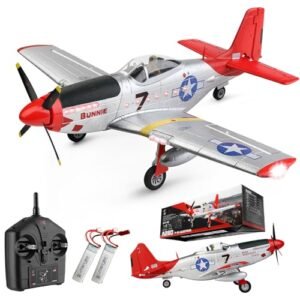 Ssccgym Large 560MM P51 Mustang Remote Control Combat Aircraft 4CH XK A280 3D 6G Aerobatic LED Brushless RC Plane with 2 Batteries Perfect for RC P51 Mustang Plans Enthusiasts