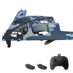 GoolRC RC 3D Plane Plans 6 Channel Remote Control Airplane B2 Stealth Bomber Fighter 2.4GHz 6 Axis Gyro with LED Light and 2 Batteries for Beginners Adults Blue