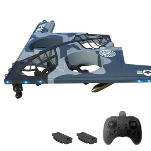 GoolRC RC 3D Plane Plans 6 Channel Remote Control Airplane B2 Stealth Bomber Fighter 2.4GHz 6 Axis Gyro with LED Light and 2 Batteries for Beginners Adults Blue