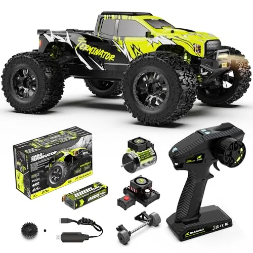 AMORIL 1/10 RTR Brushless Fast RC Cars 50mph for Adults Hobby Electric Off Road Monster Truck Waterproof High Speed RC Car 4WD Remote Control Car with 3S Lipo Green