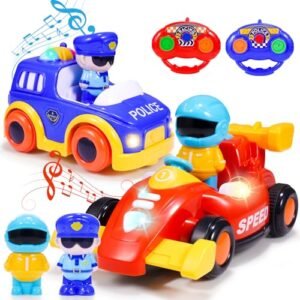 STRAWBETTER 2 Pack Police and Race RC Cars for Kids Remote Control Toy Cars with LED Lights and Music Ideal Gift for Boys Ages 3 4 5 6 7 8 Years Old in Tacoma WA