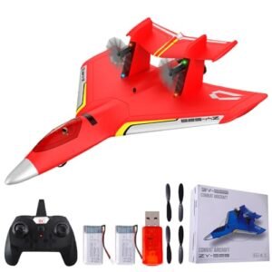 Rumdout RC Amphibious Plane, 2.4Ghz RC Can Fly for 30 Minutes Foam Drone RTF Plane with Gyro and 2 Batteries Glider for Boy Girl (red)