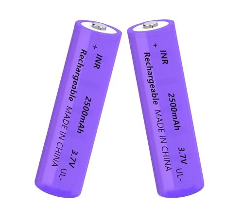 Yuntunele 18650 Rechargeable Battery 3.7V High Capacity Button Top for Flashlights Headlamps Doorbells