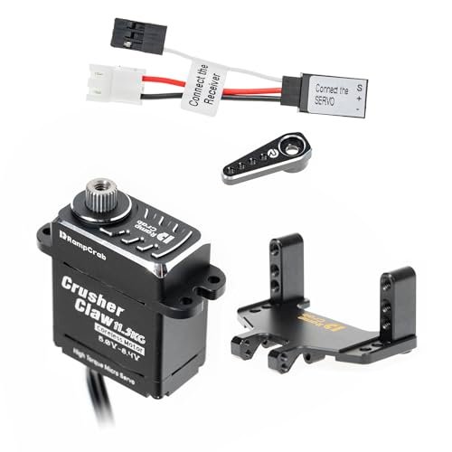 RampCrab 11.5KG Steel Gear Waterproof Servo with Mount and Horn Premium RC Car Steering Mechanism Parts for SCX24 AX24 Upgrades