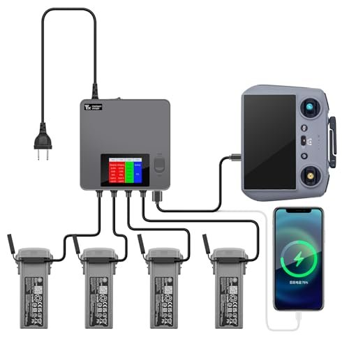 Xmipbs LCD Display Battery Charging Hub for DJI Mavic Air 3 and Air 3S Quadcopter Batteries Remote Controller