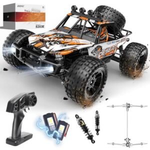 DEERC 1/10 Scale RC Monster Truck 4x4 High Speed Remote Control Car for Adults and Kids with 48KMH 2 Rechargeable Batteries and All Terrain Capability