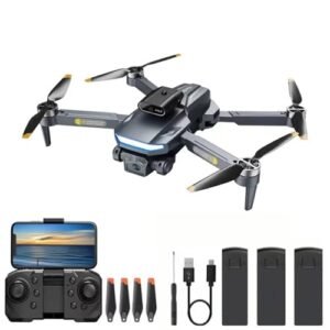 HOTOSYY A15 Drone with 360 Laser Obstacle Avoidance 3 Camera System Brushless Motor for Beginners and Adults Includes Three Batteries